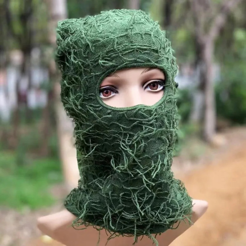Camouflage Balaclava Knitted Distressed Full Face Ski Mask Shiesty 241009