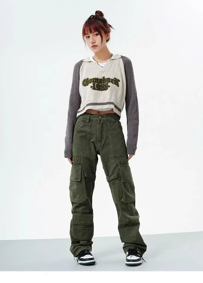 Couple cargo pants Hip Hop High Street Retro American retro multi pocket casual pants streetwear Y2K jeans 241007