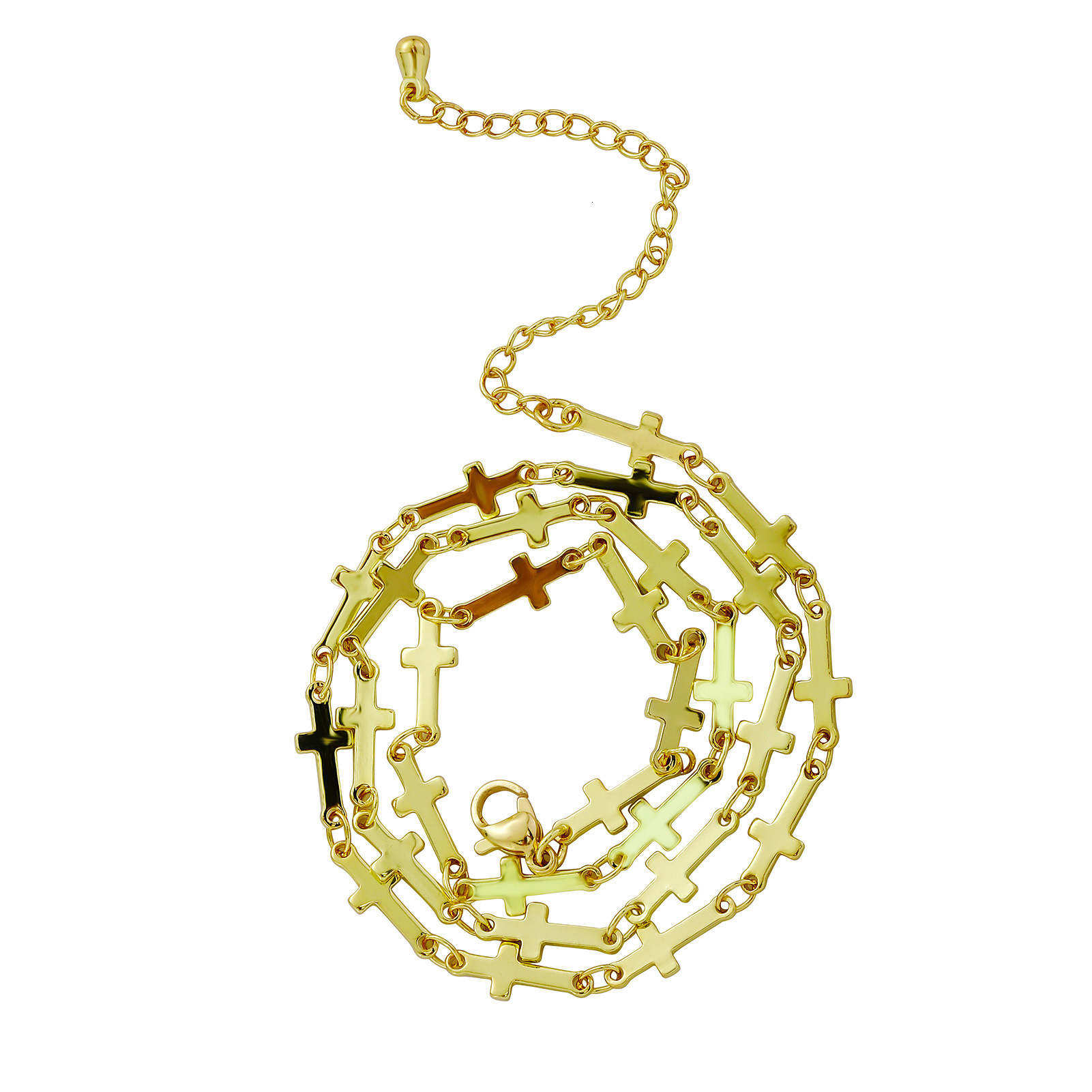 Unisex Bone Cross Charms Necklace INS Style Fashion Neck Chain Mens and Womens Personalized Hip Hop Punk Rock Gold Color Chains Jewelry Rapper Bijoux 