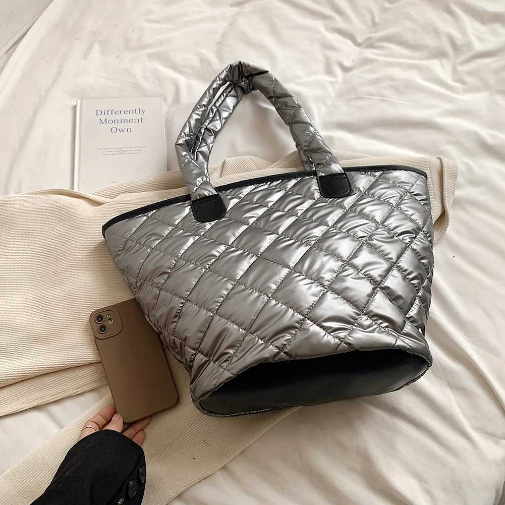 Puffer Tote Bag for Ladies with Inner Pocket Shoulder Solid Handbags Work Shopping Travel 241011