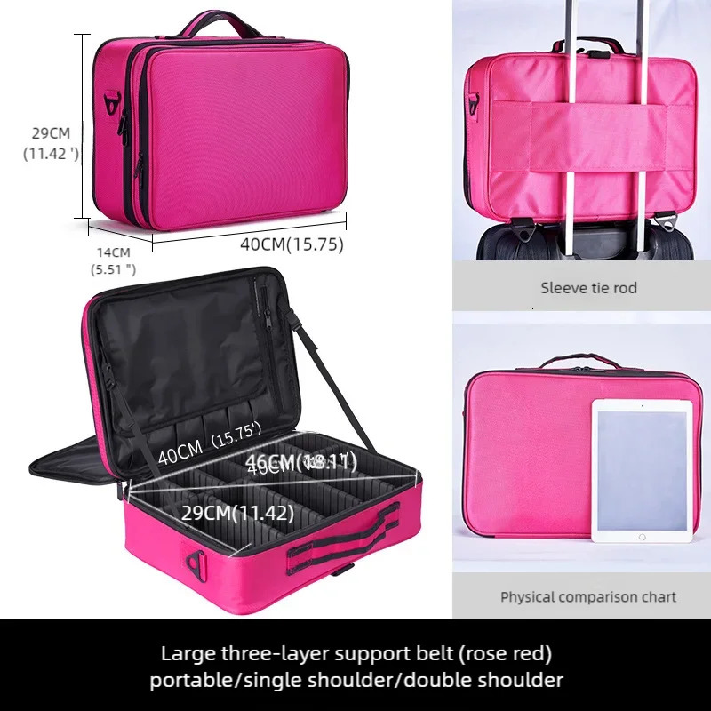Oxford Clothing Makeup Bag Travel Essential Makeup Box Company Large Capacity Beauty Brush Embroidery Tool Storage 241008