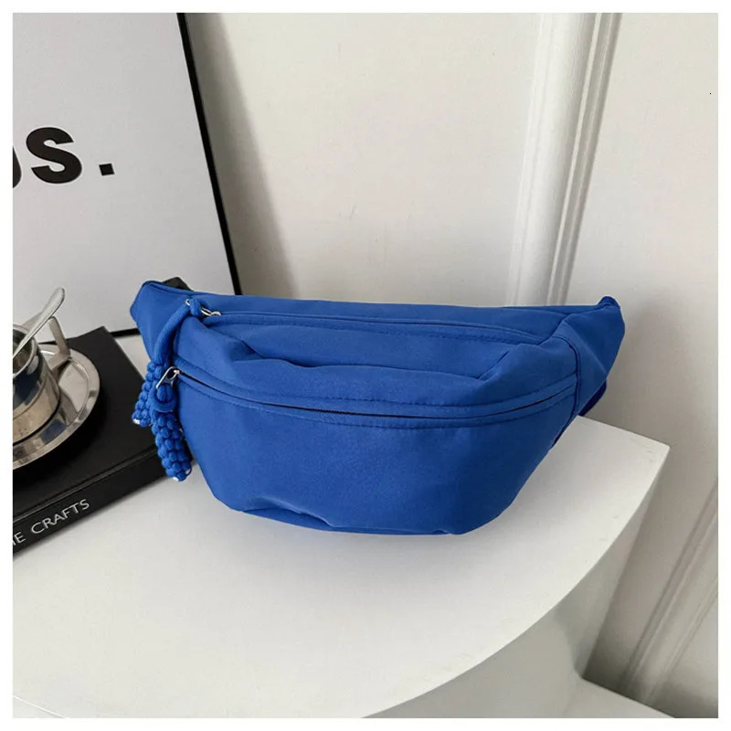 Blue casual sports single shoulder cross body bag womens hip-hop Fanny bag street fashion waist bag 241008