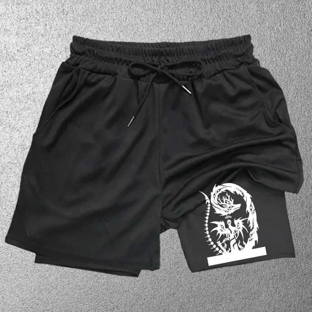 Mens breathable casual sports shorts gym sports shorts two in one quick drying exercise jogging training double-layer M-3XL W241010