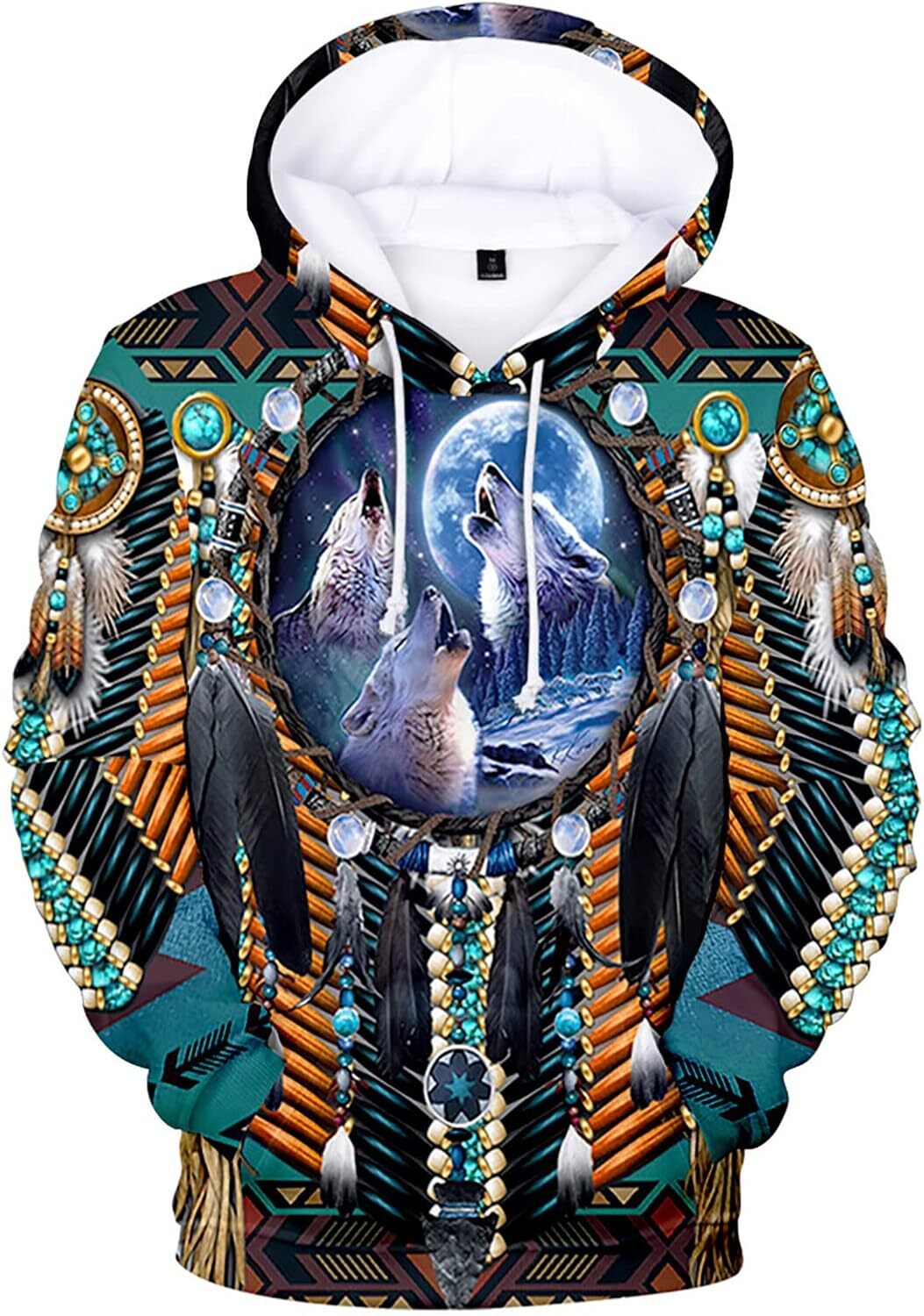 Hoodie for Mens Womens Mens Winter Fashion Hoodie And Sweatshirts Vintage Ethnic Style 3D Digital Graphic Printing Long Sleeve Pullover Sweater Graphi