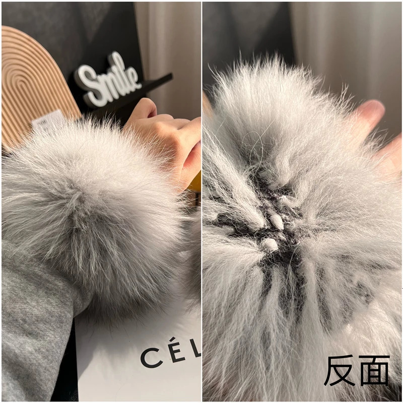 Arrival Female Natural fox Fur Cuffs Knitted Warm Real Fox Fur Mittens Women Winter Outdoor fox Fur Cuffs 241009