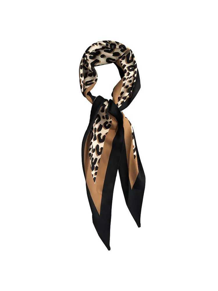 Bandanas Durag FLYTEE Leopard Print Decoration All match Small Silk Scarf Female Spring and Autumn Long Diamond Shell Scarecrow J241010