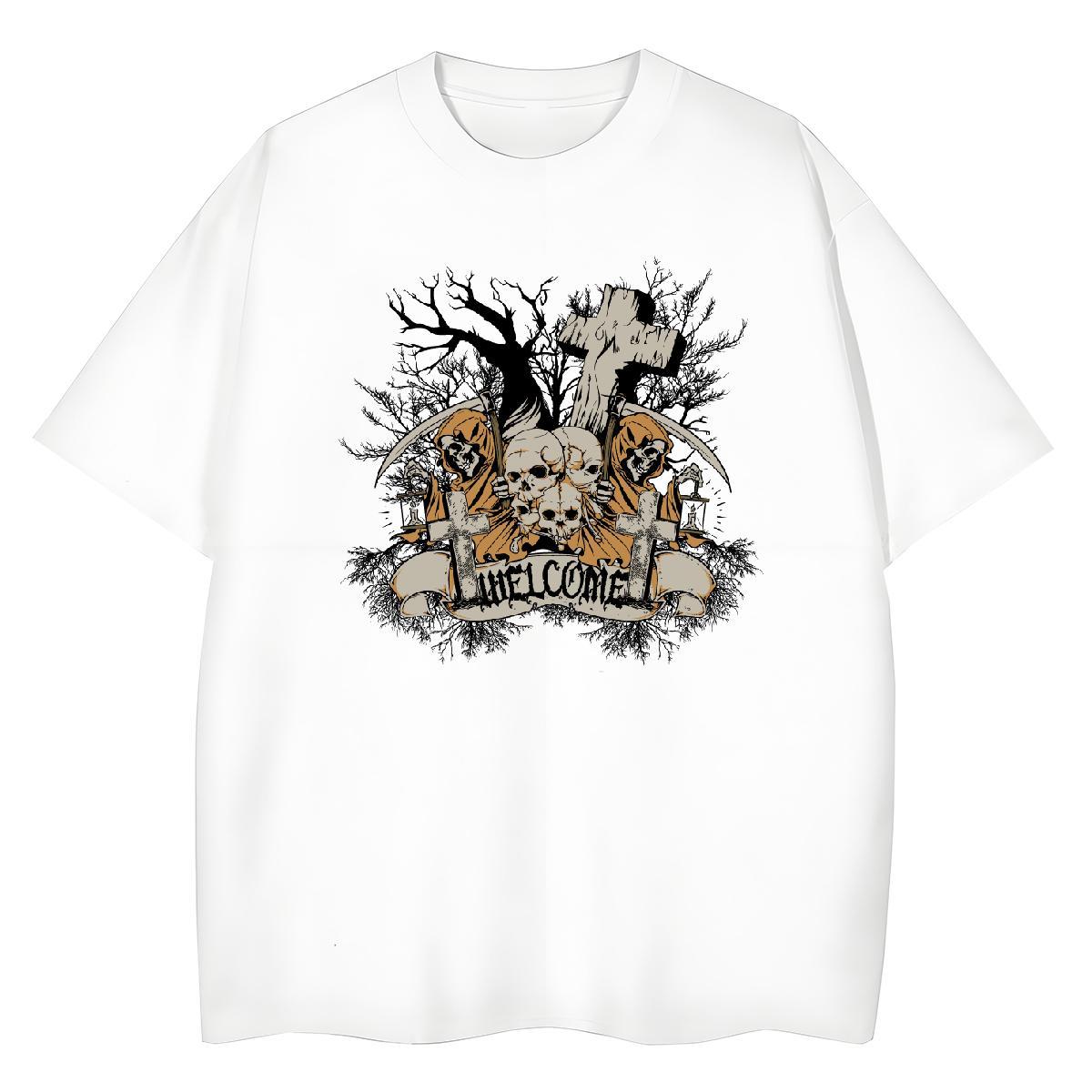 New Arrival T Shirt For Woman 230g Pure Cotton O-Neck Short Sleeve Street Wear skull Womens Tshirts 5A Plus Size Custom Tees Shirts