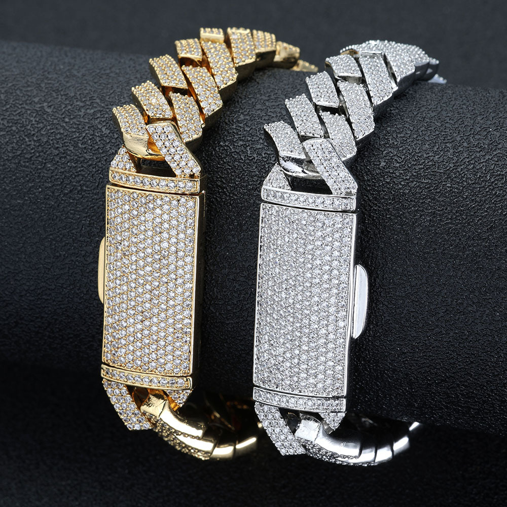 16mm Hip Hop 5A Zircon Miami Cuban Chain Necklace Jewelry 18k Real Gold Plated Jewelry