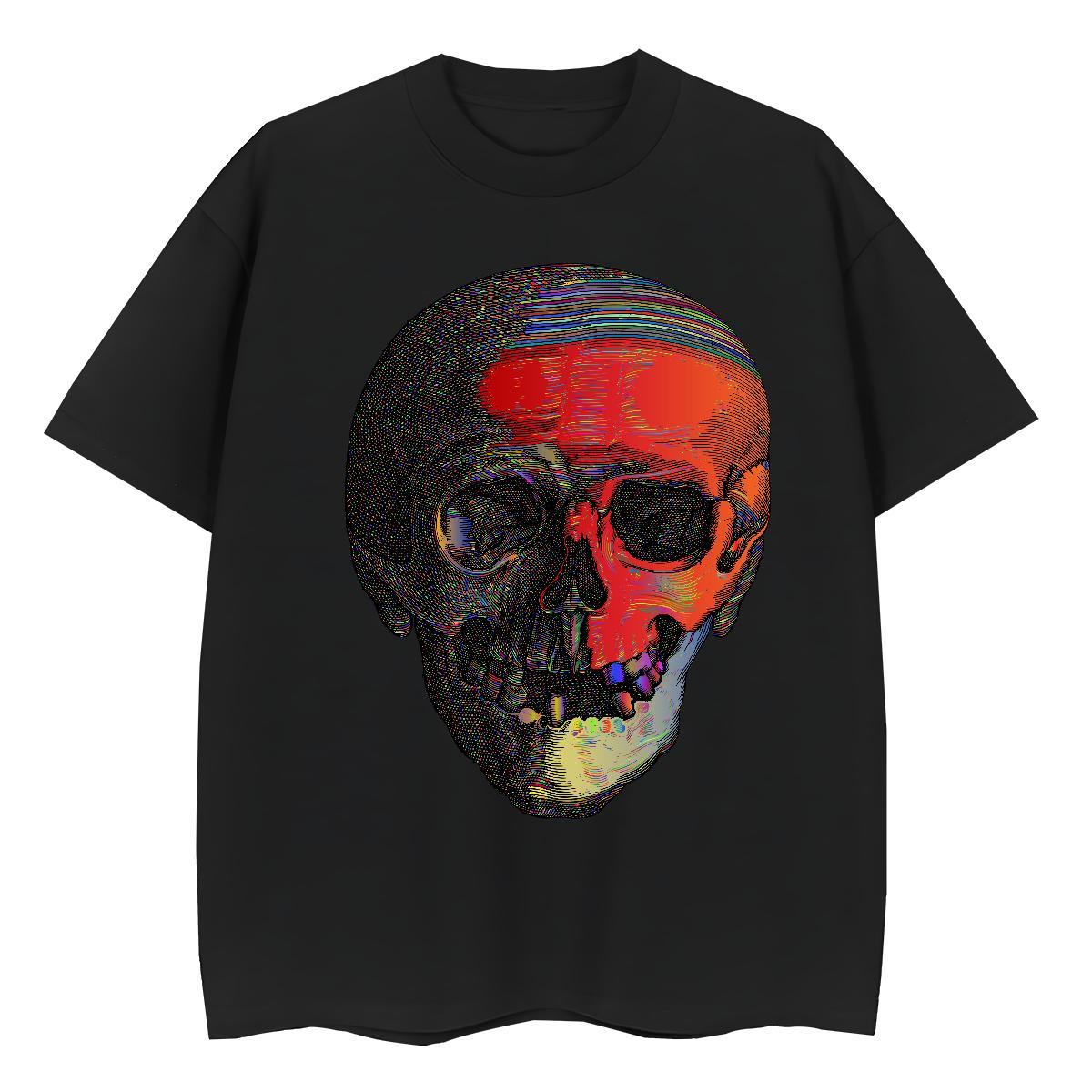 Classic T shirt 230g Pure Cotton Round Neck Short Sleeve Summer Casual skull Woman Tshirt Female Plus Size Cartoon Tops