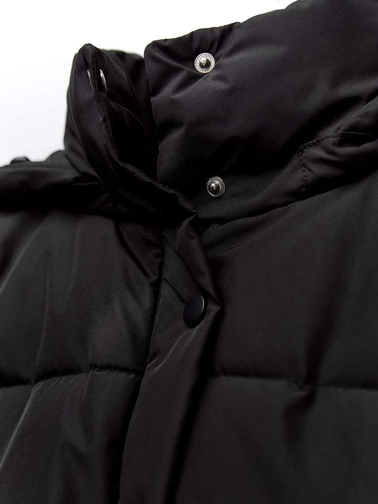 Autumn Winter Waterproof Windbreaker CROPPED Puffer Jacket Women Hooded Black Snow Parka Short Cotton Padded Coat 241009