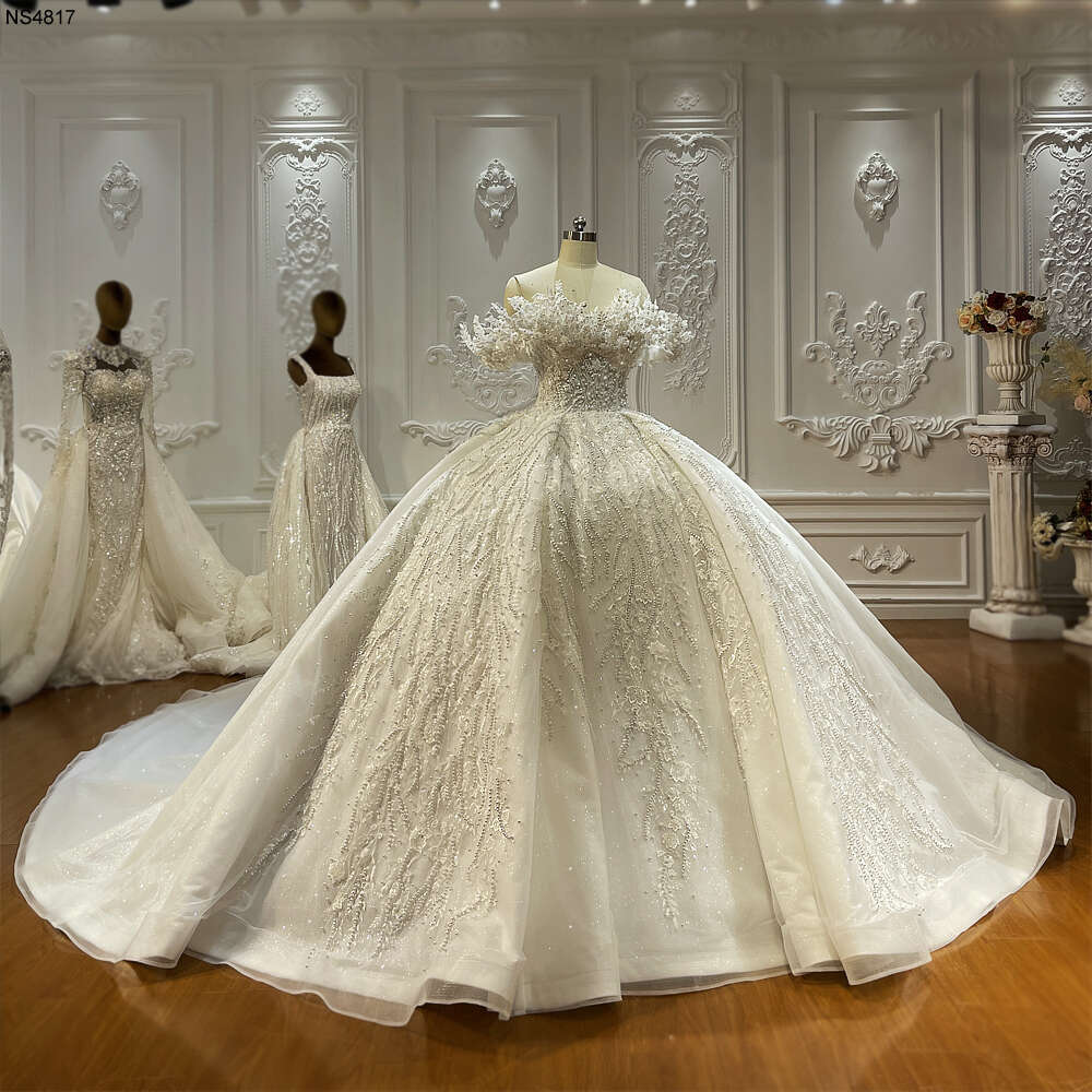Strapless Lace Appliques Ball Gown Wedding Dress Off The Shoulder Sequins or-Length Princess Bride Vestido De Noiva Custom Made