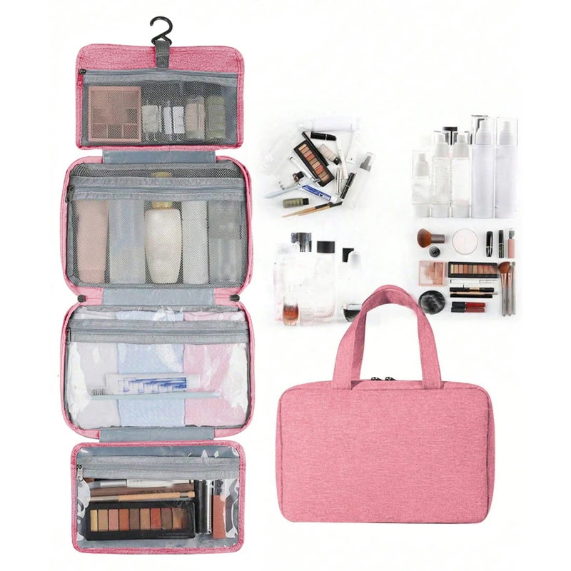 Travel clothes hanger toilet bag waterproof cosmetics storage bag bathroom beauty washing bag accessories towel bag wet dry separation bag 241008