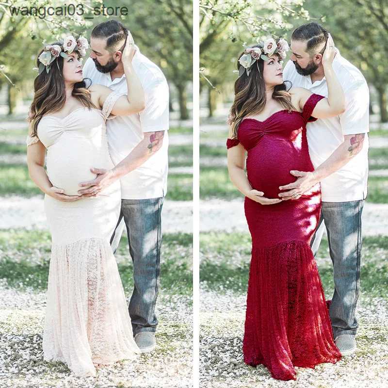 Maternity Dresses Women Off Shoulder Pregnants Sexy Photography Props Nursing Long Maxi Dress Vestido Gestante Embarazada Para Fotografia L240910