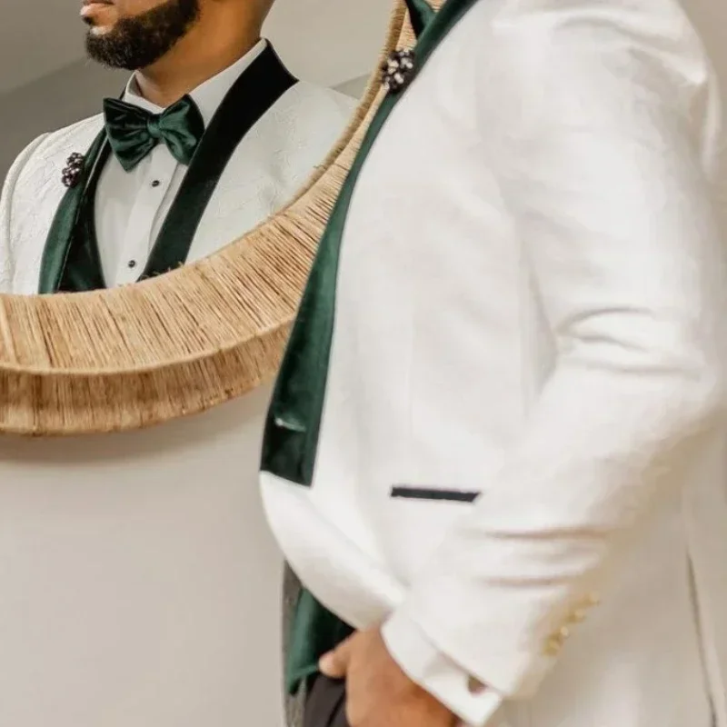 Wedding Suits For Men Slim Fit Floral Formal Groom Tuxedo Jacket With Vest Pants Male Fashion Clothes 2024