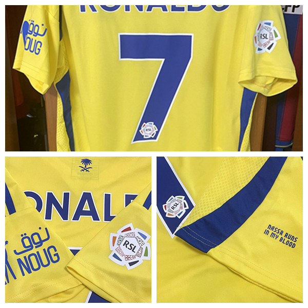 Match Worn Player Issue Al Nas.. 24/25 riyadh home and away Shirt Jersey Short sleeves cr7 Football Custom Patches Sponsor