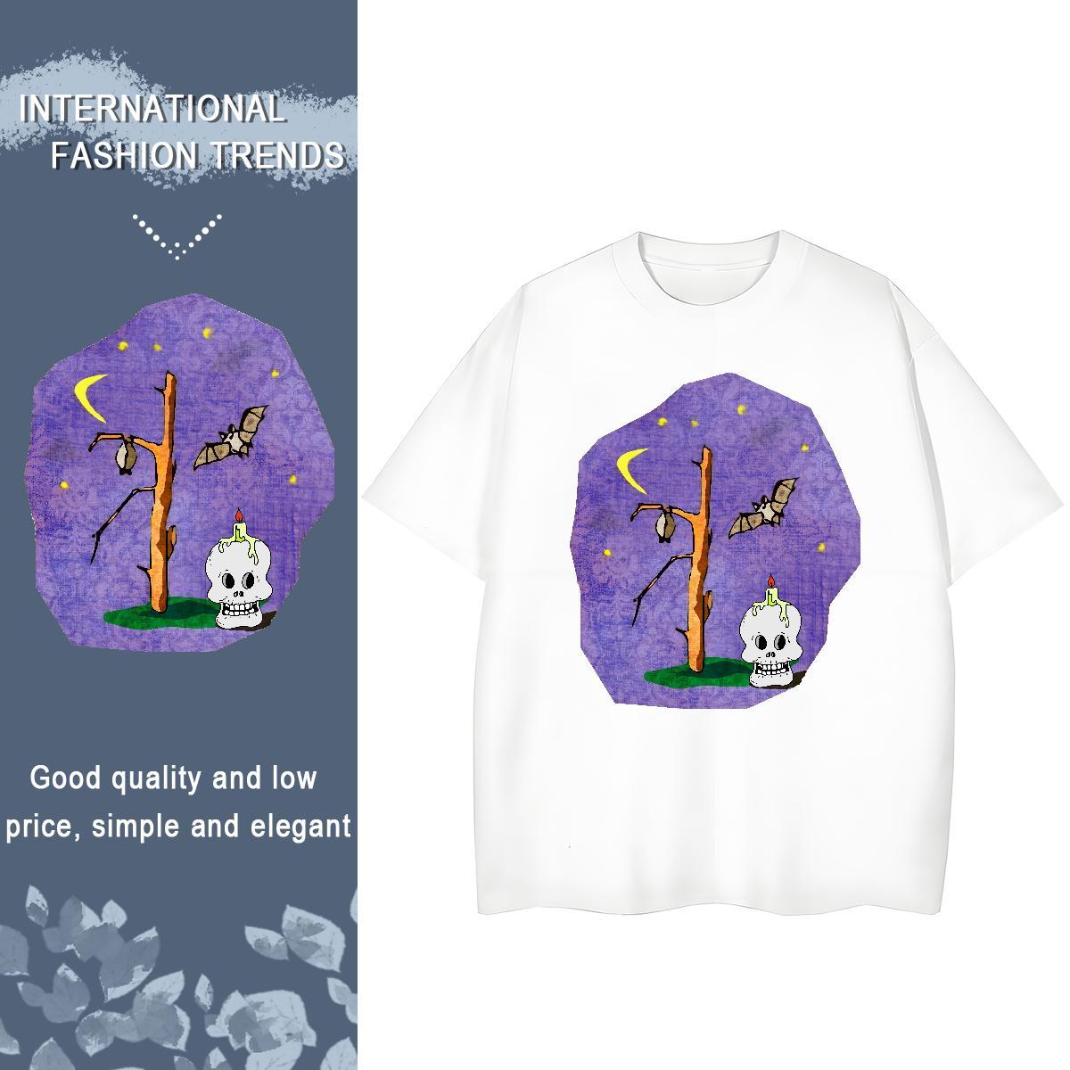 DIY Womens T Shirts 100% Cotton 230g Breathable Short Sleeve Casual Daily Wear skull Unisex Tshirts Popular White Plus Size Polos