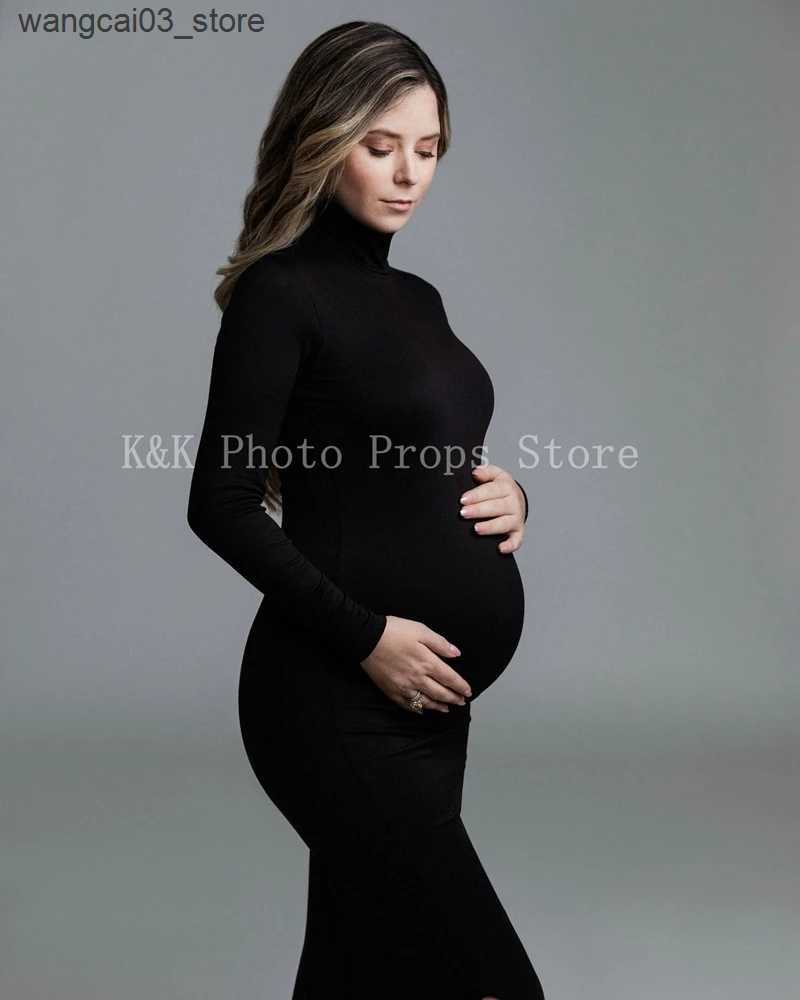 Maternity Dresses Maternity Dresses High Neck Long Sleeve Bodycon Dress for Photography Maternity - Versatile for Daily Wear Street Style Parties L240