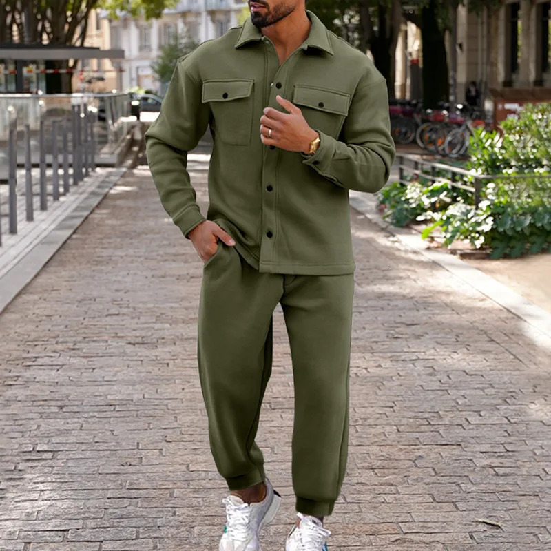 Autumn and winter color matching zipper track suit hooded sweatshirt two-piece track suit casual pants mens long sleeved hooded sweatshirtpants 241011 - view 3