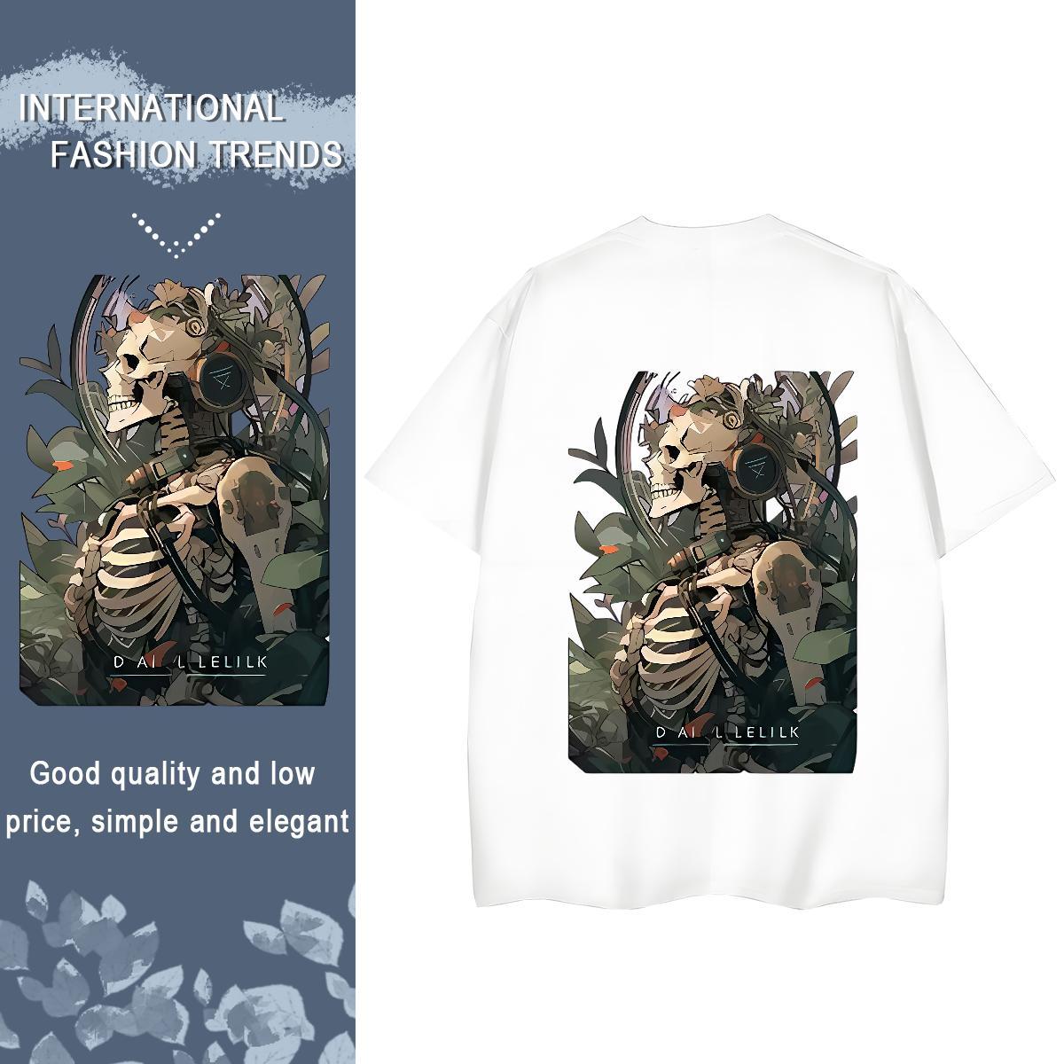 2024 Casual Woman T Shirts 100% Cotton 230g Crew Neck Sport skull Womens Tshirts Wholesale Plus Size Custom Top Shirts