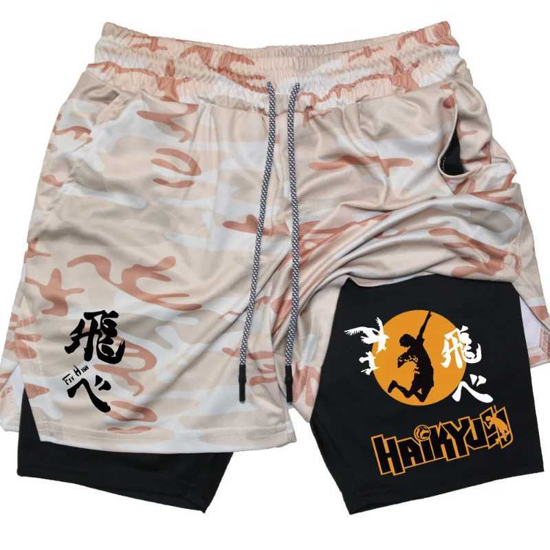 Haikyuu short fast drying fitness performance short mens sports training bodybuilding fitness short W241010