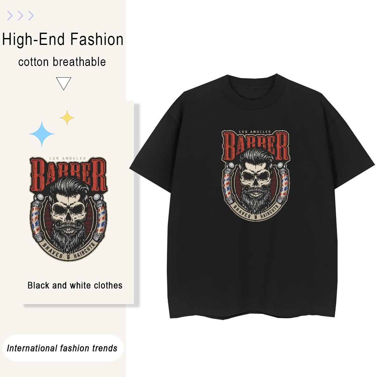 2024 DIY T-Shirts for Women 230g Pure Cotton Round Neck Short Sleeve Beach skull Unisex Tshirts High quality Anime Tops Tees