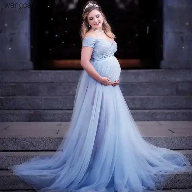 Maternity Dresses Maternity Tulle Maxi Dresses For Photoshooting Baby Show See Through Dress Pregnant Women Elgant Photography Party Dress L240910