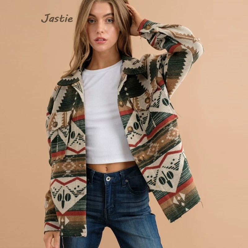 Retro Aztec printed wool womens coat fabric geometric pattern jacquard fashion winter jacket item 241007