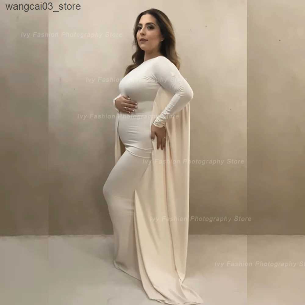 Maternity Dresses Maternity Photography Props Dress Elastic Fabric Bat Shirt Suitable For Taking Photos Pregnant Women Family Party Goddess Dress L240