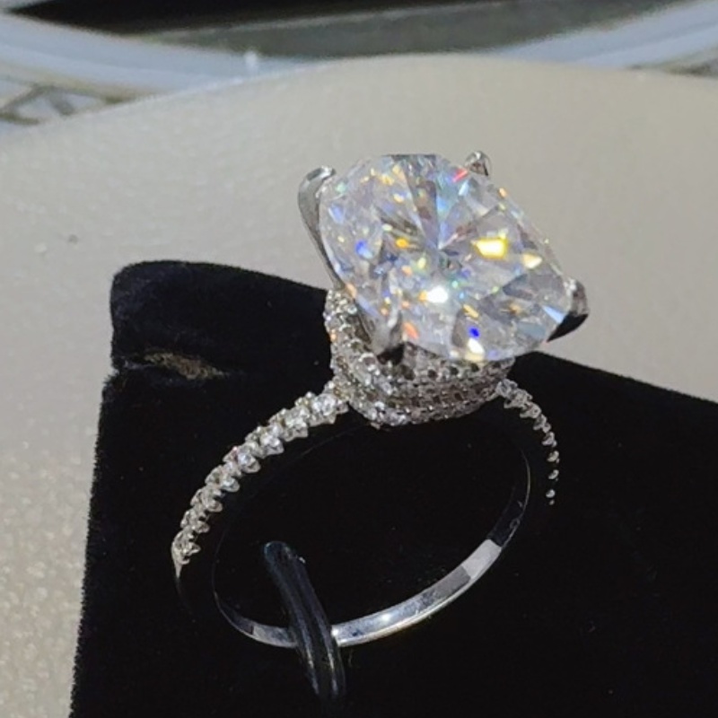 Women Charming Moissanite Ring S925 Sterling Silver 8ct D Color Moissanite Band Rings for Women Promise Jewelry Engagement Rings Gift