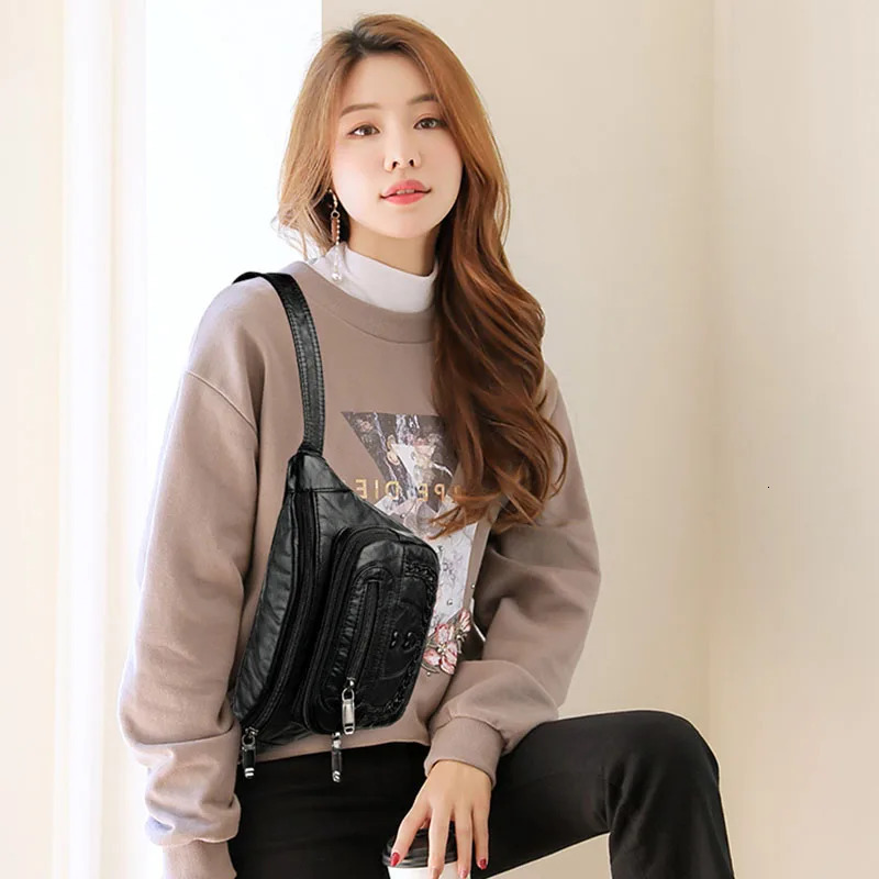 Fanny Bag Retro Womens Belt Bag Womens Shoulder Cross Body Bag Fashion Soft Leather Waist Bag Waist Bag 241008