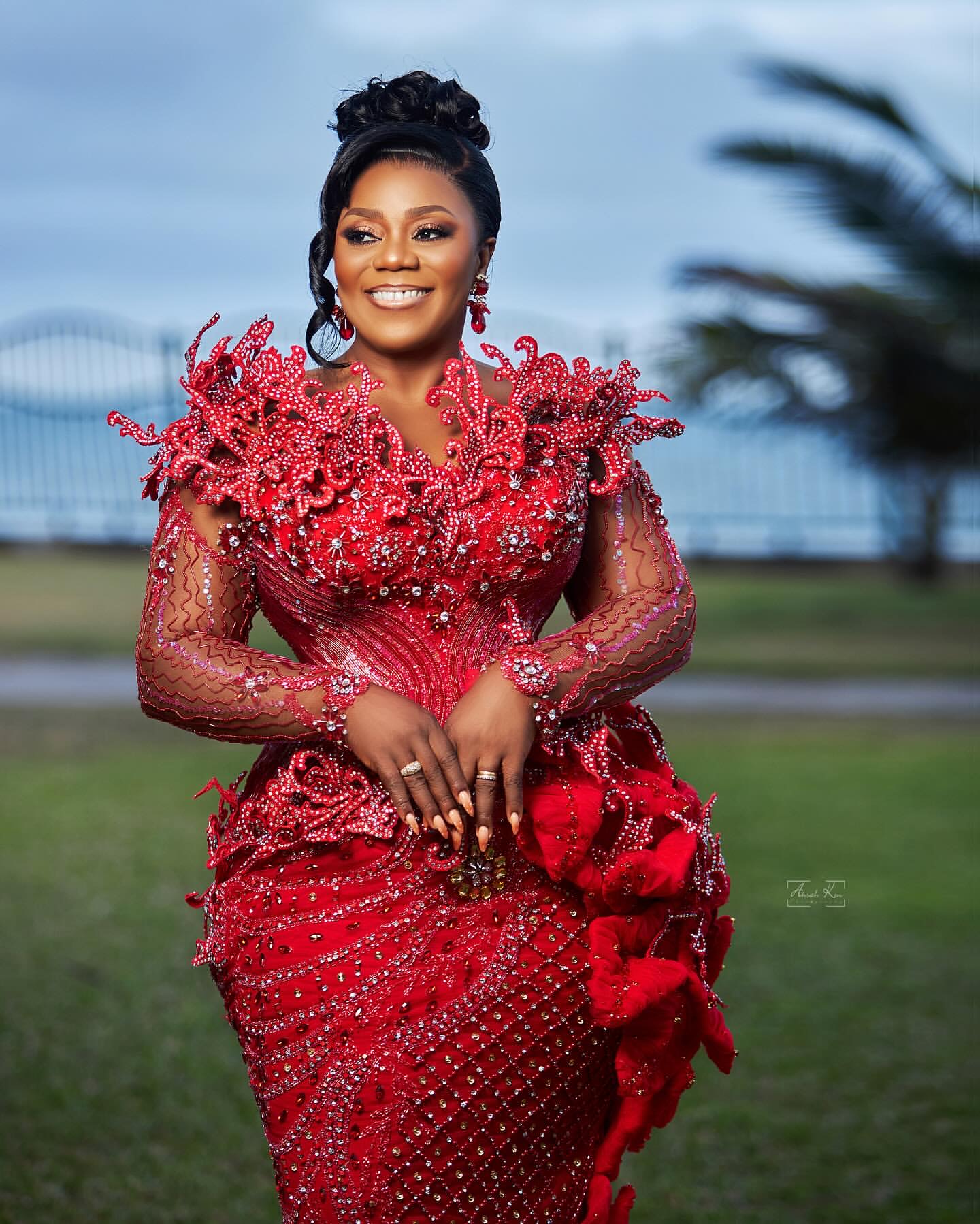 Aso Ebi 2025 Red Mermaid Prom Dresses Rhies rals Sequined Lace Evening Formal Party Second Reception Birthday Gowns Dress For Special Ocns