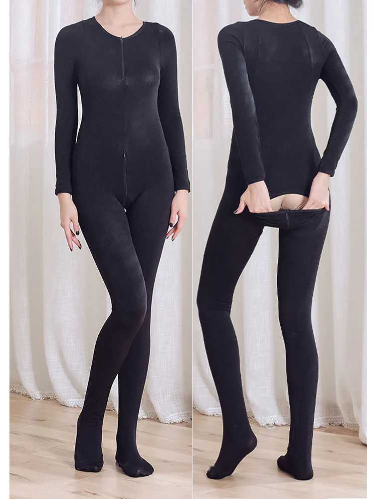 Women's Thermal Underwear Neutral zipper open crotch bodysuit no thin and thick flash hot bodysuit sexy bodysuit pantyhose underwear Y2410112BTT