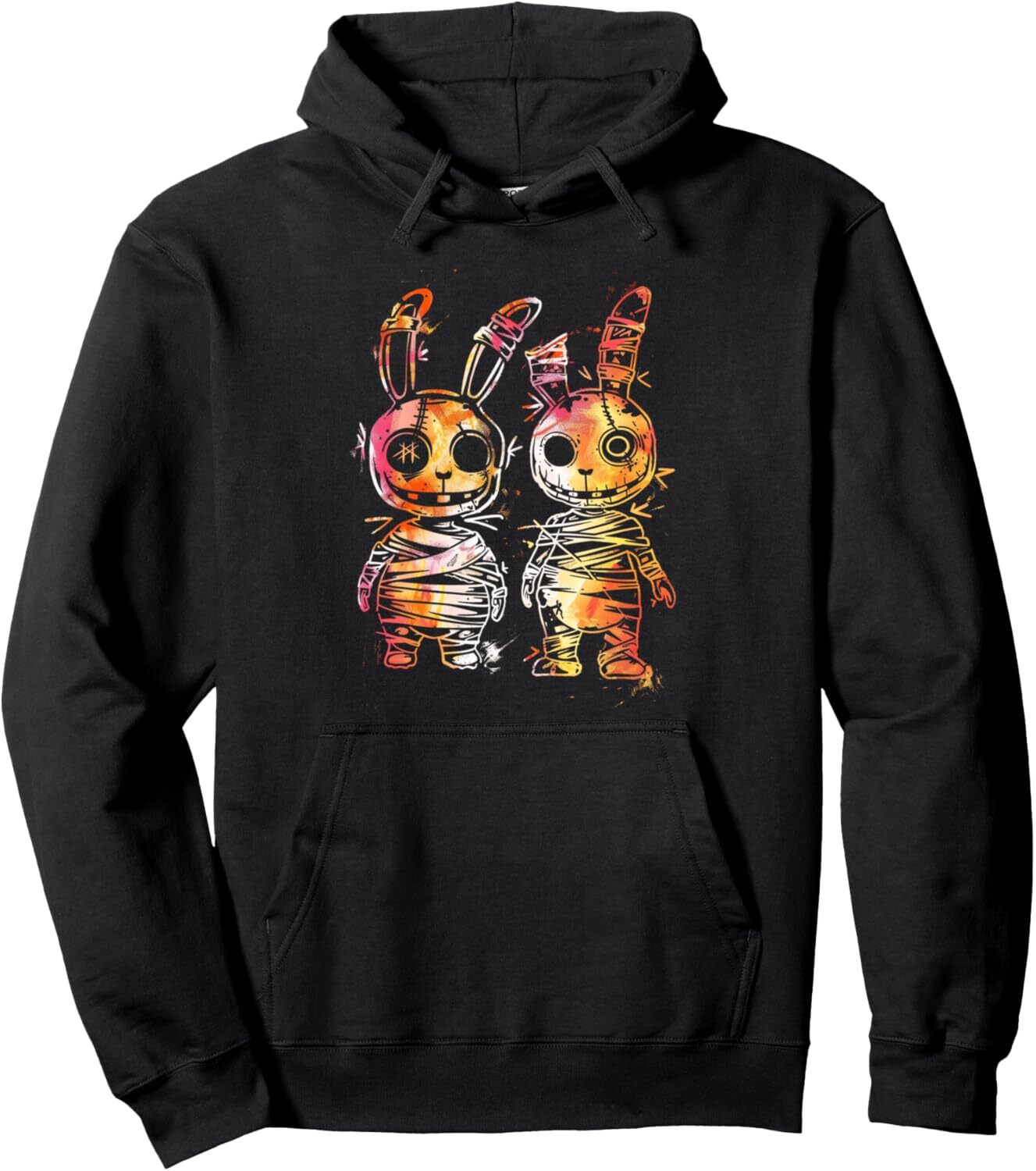 Hoodie for Mens Womens Halloween Bunny Zombie Mummy Graphic Fun Art Pullover Hoodie Graphic Hoodies sweatshirt Pullover Long Sleeve
