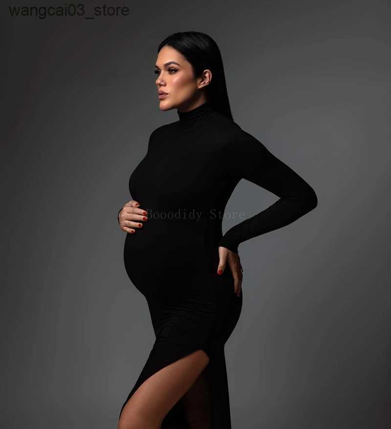 Maternity Dresses Maternity Dresses Stylish Maternity Gown with Elegant Round Neckline Perfect for Pregnancy Photoshoots L240910