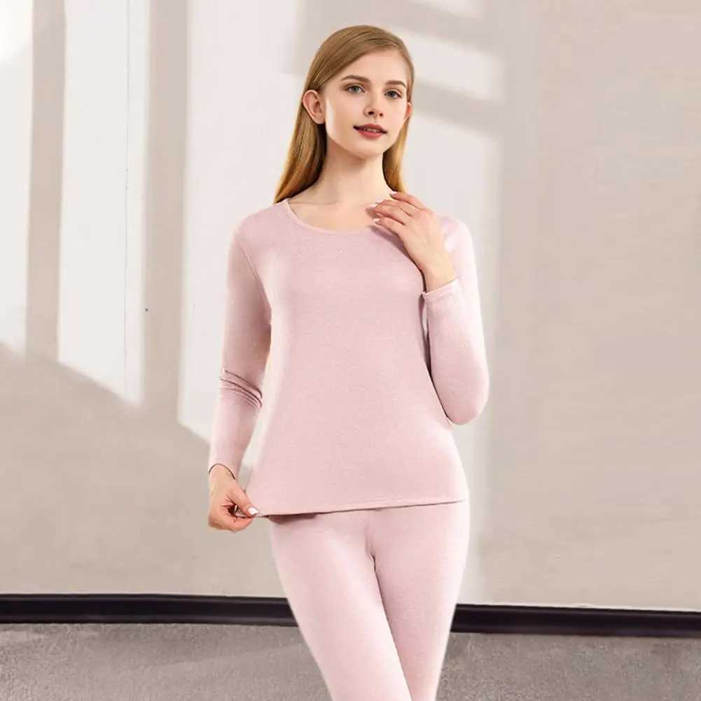 Women's Thermal Underwear Unisex Womens Winter Hot Underwear Set 2-piece Round Neck Long Sleeve Warm and Slimming Sleepwear Y241011UZR3