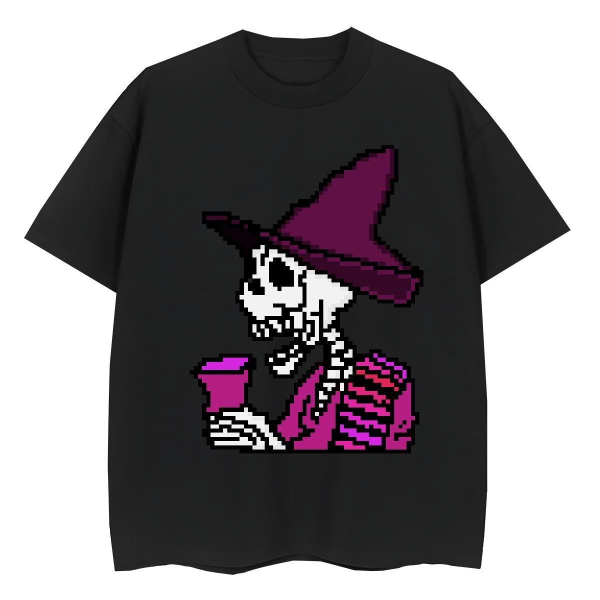 Fashion T-Shirts for Women 230g 100% Cotton Breathable Soft Street Casual skull Women Tshirts Free Shipping Cartoon Print Wear