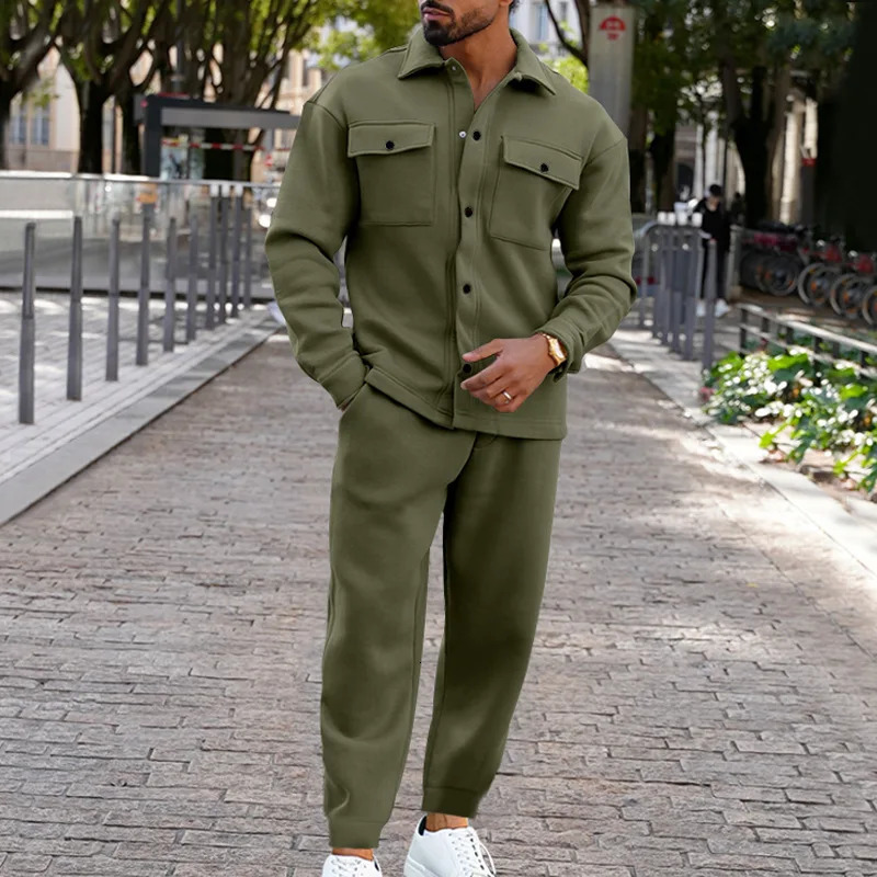 Autumn and winter color matching zipper track suit hooded sweatshirt two-piece track suit casual pants mens long sleeved hooded sweatshirtpants 241011 - view 5
