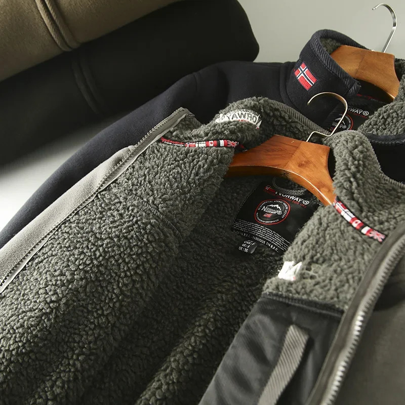 Winter Thick Wool Mens Jacket Pocket Casual Polar Outdoor Refrigerated Warm Plus Size 241007