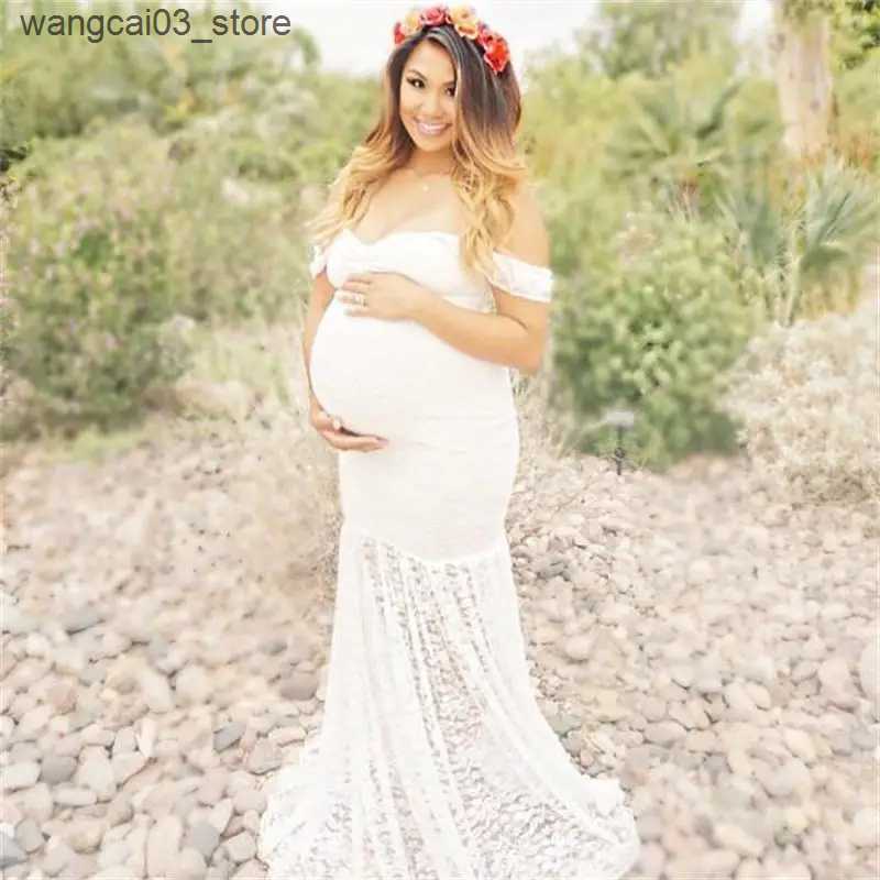 Maternity Dresses Women Off Shoulder Pregnants Sexy Photography Props Nursing Long Maxi Dress Vestido Gestante Embarazada Para Fotografia L240910