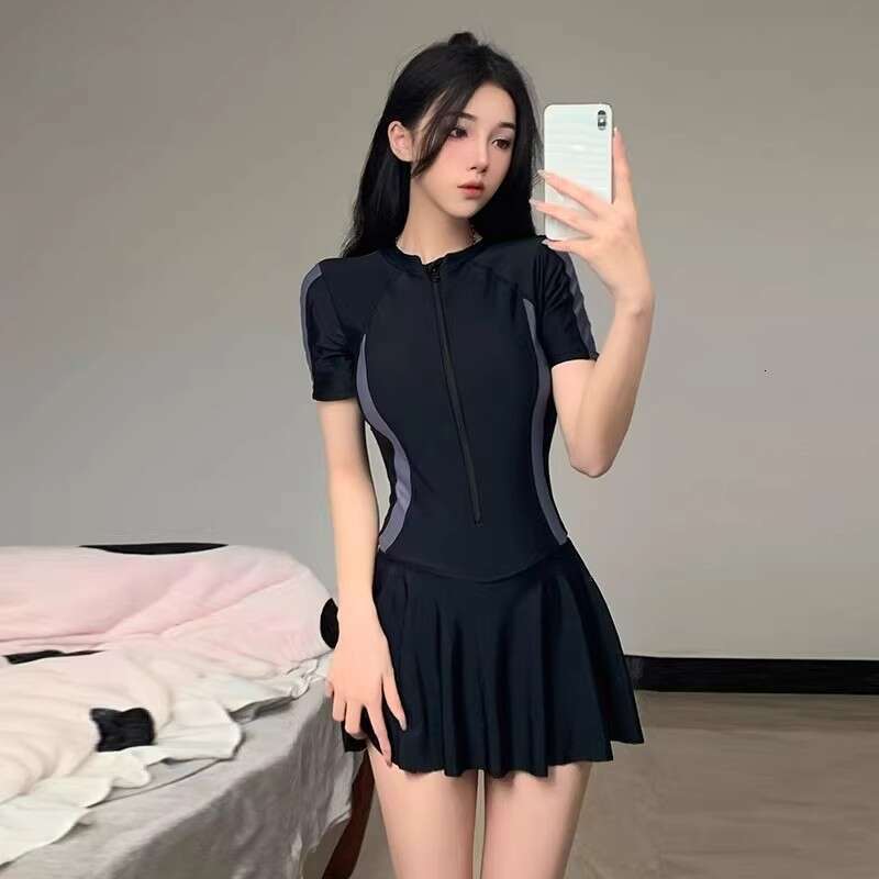 Swimsuit Women's One-Piece Sports Hot Spring High-End Conservative Slim Fit Dress Style Vacation Swimsuit