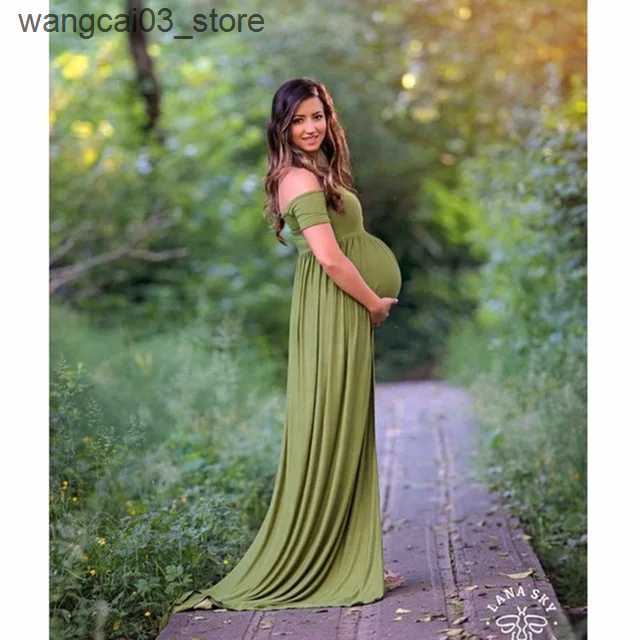 Maternity Dresses Maternity Photography Props Pregnancy Clothes Maxi Maternity photography Dress Cotton Maternity Dress For photography Props L240910