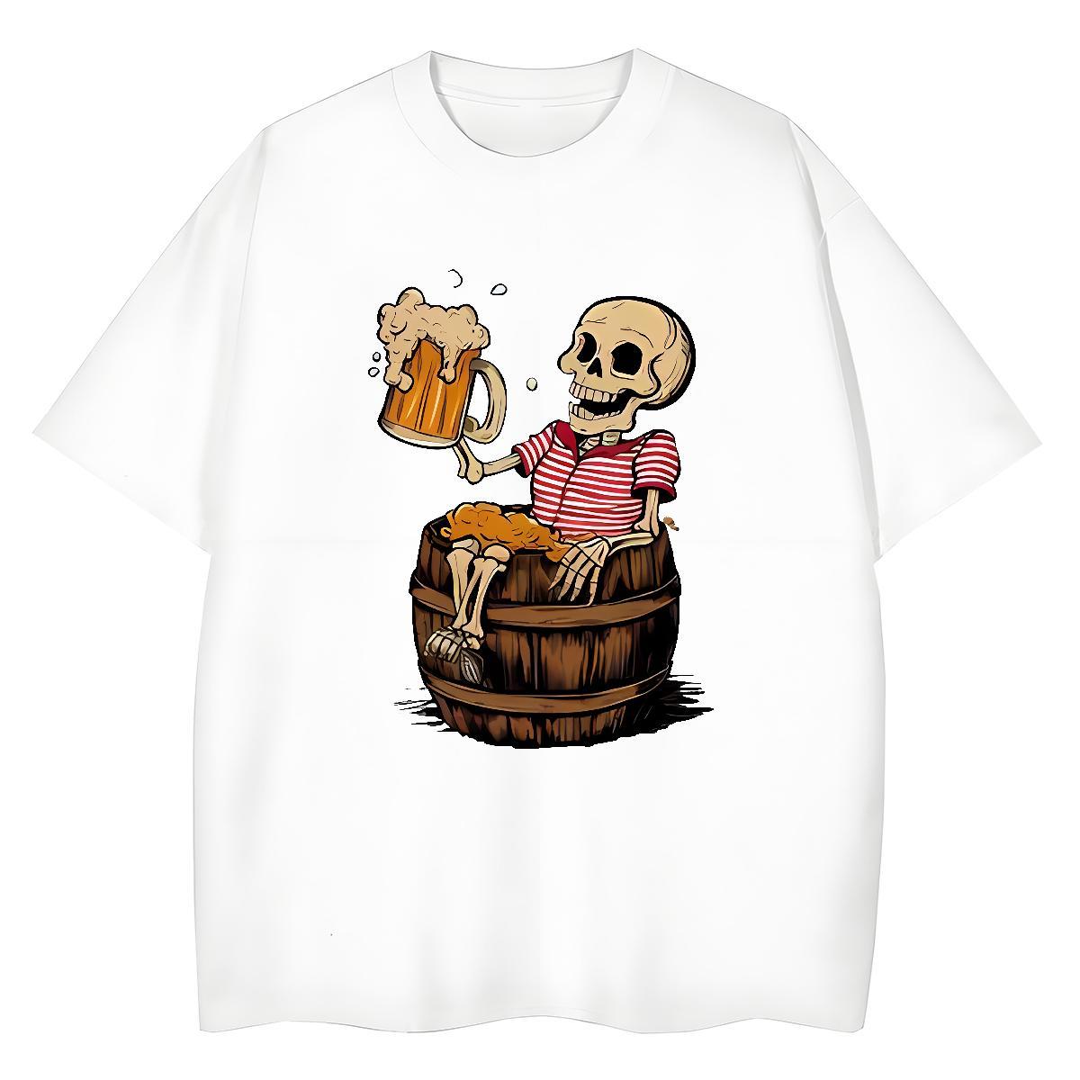 New T-Shirts for Women 230g Pure Cotton Crew Neck Breathable Street Wear skull Lady T shirt Brand Custom Print Oversized Polos