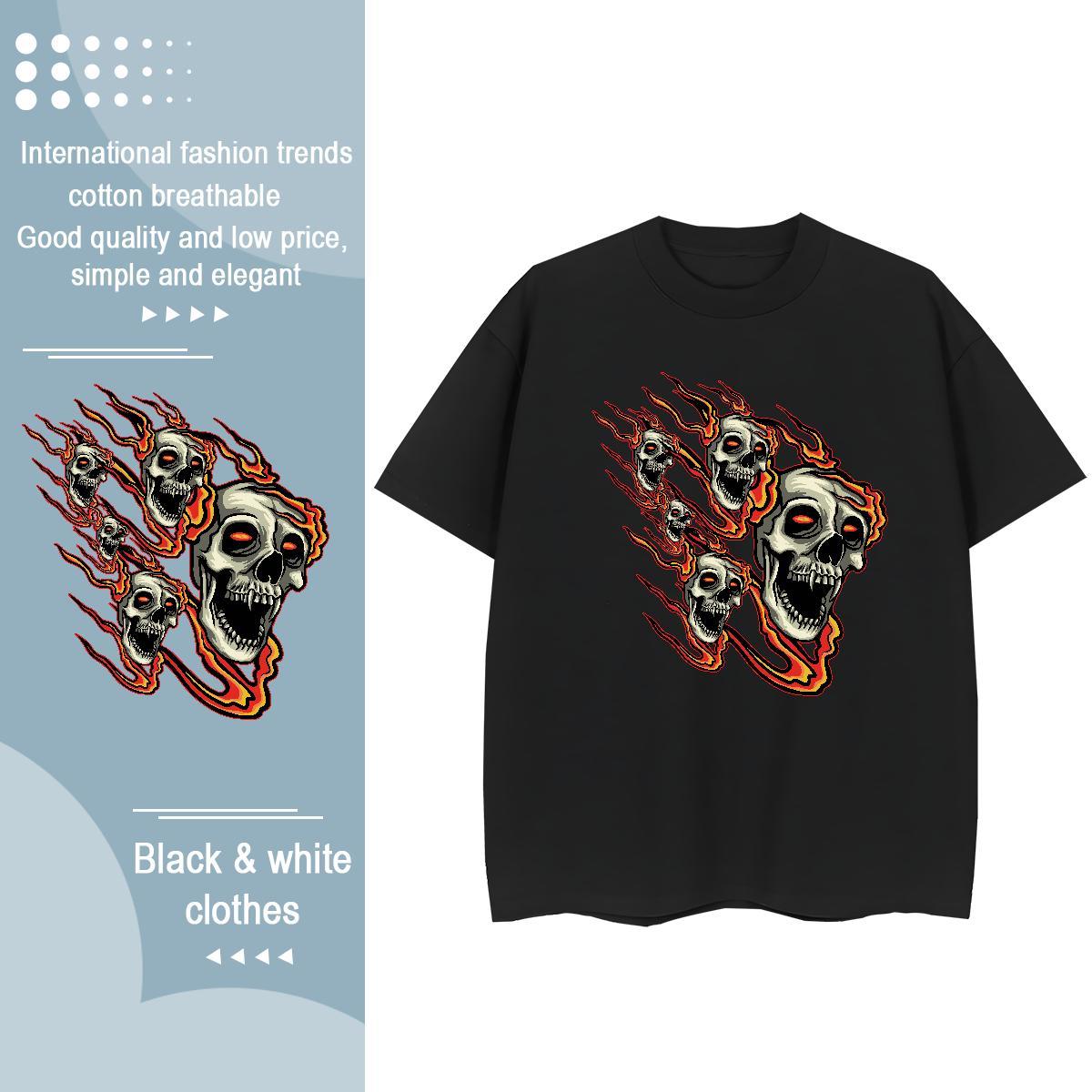 2024 DIY Womens T Shirts 100% Cotton 230g Breathable Soft Home Outdoor skull Lady T shirt Brand Custom Print Plus Size Tops Shirt