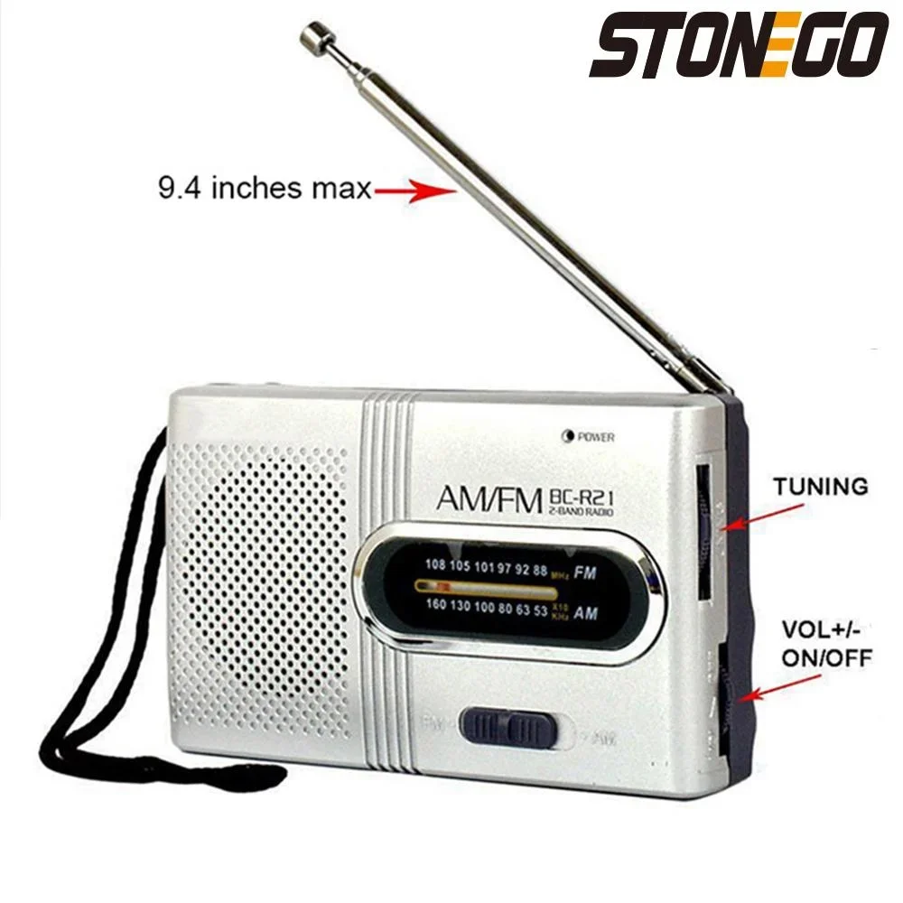 STONEGO (Battery Not Included) Multipurpose Portable AM/FM Mini Radio Universal Stereo Speakers Receiver Music Player