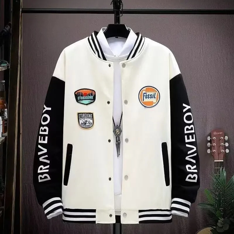 Autumn Mens Baseball Jacket Harajuku High Street Blue Sports Fashion Thin Uniform 241010