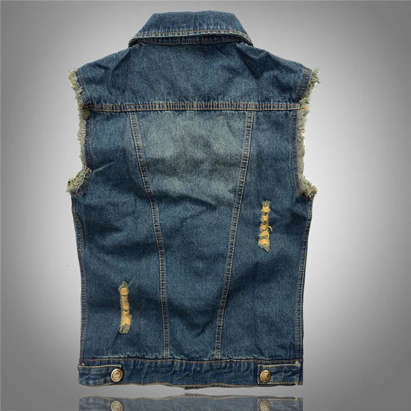 DIMUSI Summer Mens Ripped Denim Vest Male Tank Top Washed jeans waistcoat Man Retro Cowboy Hip Hop Sleeveless Jacket 6XLYA564 241011