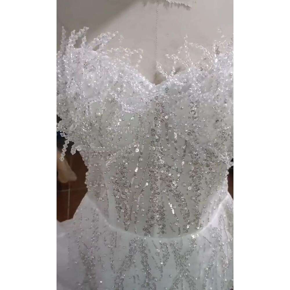 2024 Africa off shoulder Sleeveless Fish tail Bridal Sweetheart Sequins Crystals Beaded Mermaid Dress With Detachable Tail