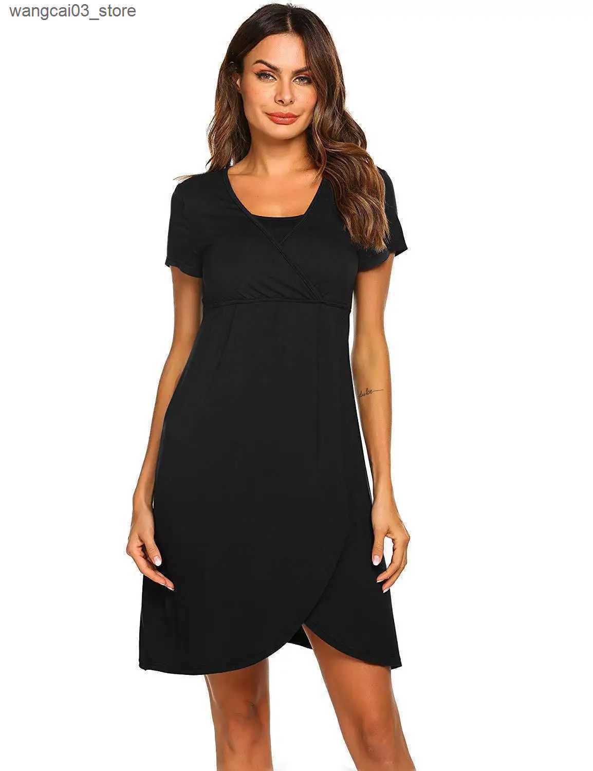 Maternity Dresses Maternity Short Sleeve Dress Breastfeeding Clothes Maternity Nursing Clothing Maternity Pajamas L240910