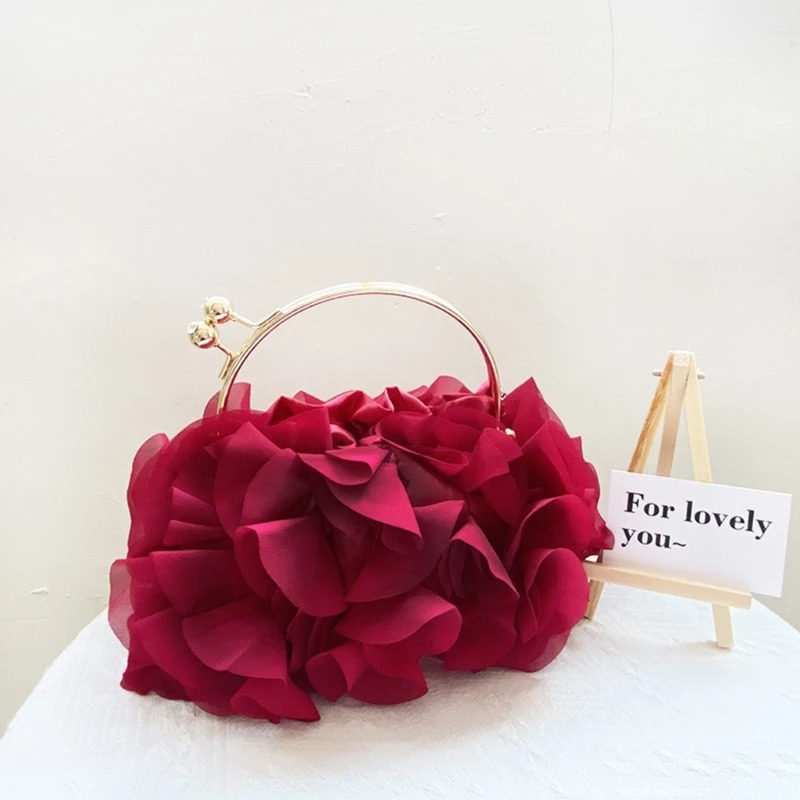 Flower Handbag Trendy LadyPurse Evening Bag Crossbody Shoulder Elegant Party Banquet Wedding Clutches Floral Tote 240925