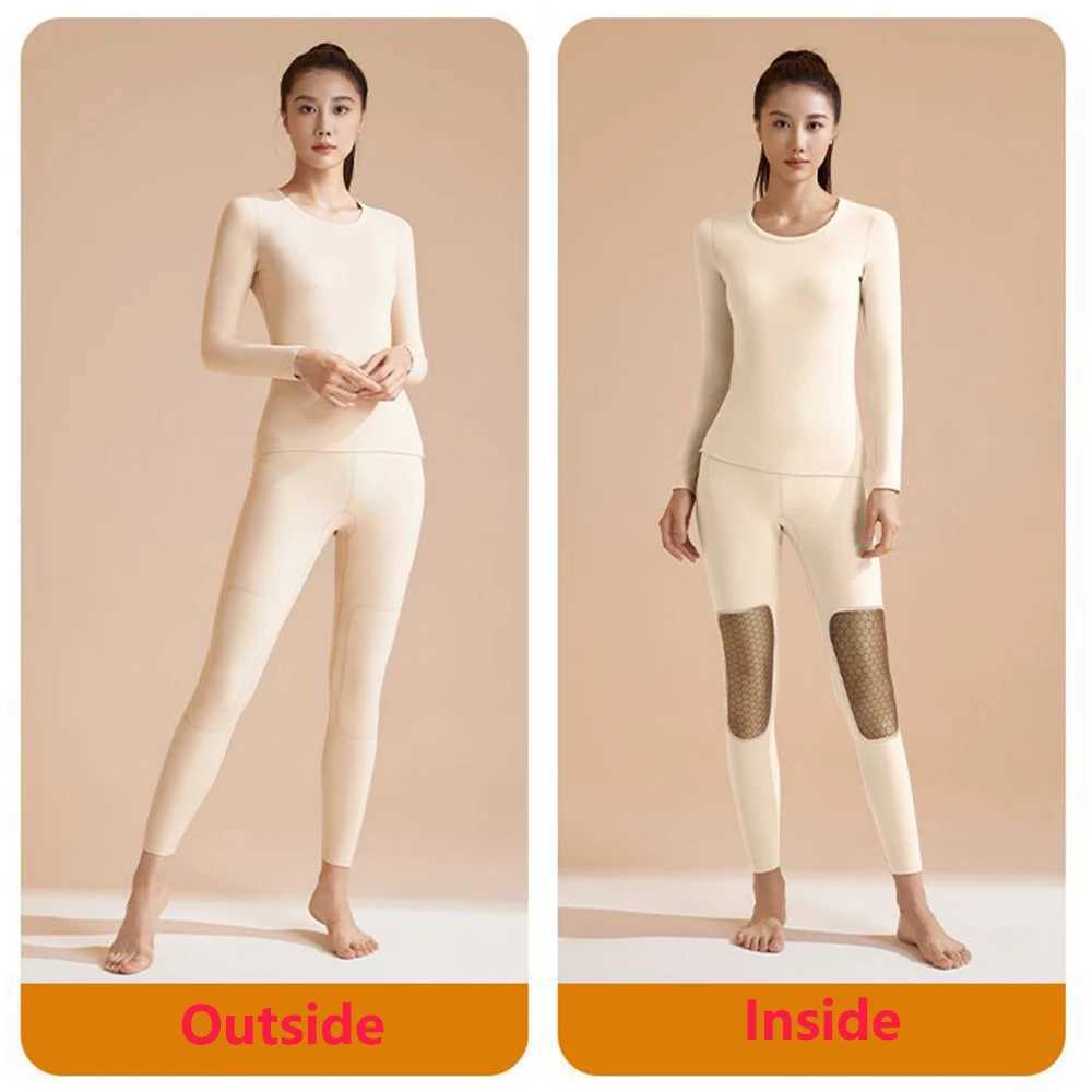 Womens Thermal Underwear Womens Thermal Underwear Winter Clothes two piece set Long johns Cashmere Silk Thickened Seamless Warm Lingeries for woman M 